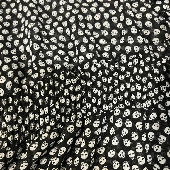 Torrid Georgette Ruffle Front Flutter Sleeve Blouse with Skulls - Picture 7 of 9